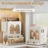 Dxcaicc Spice Storage Cabinet Organizer Shelf,Foldable Storage Container with Window Door,Multipurpose Organizer with Top Display Shelf,Mini Countertop Cabinet for Spice,Utensils,Plate,B view 2