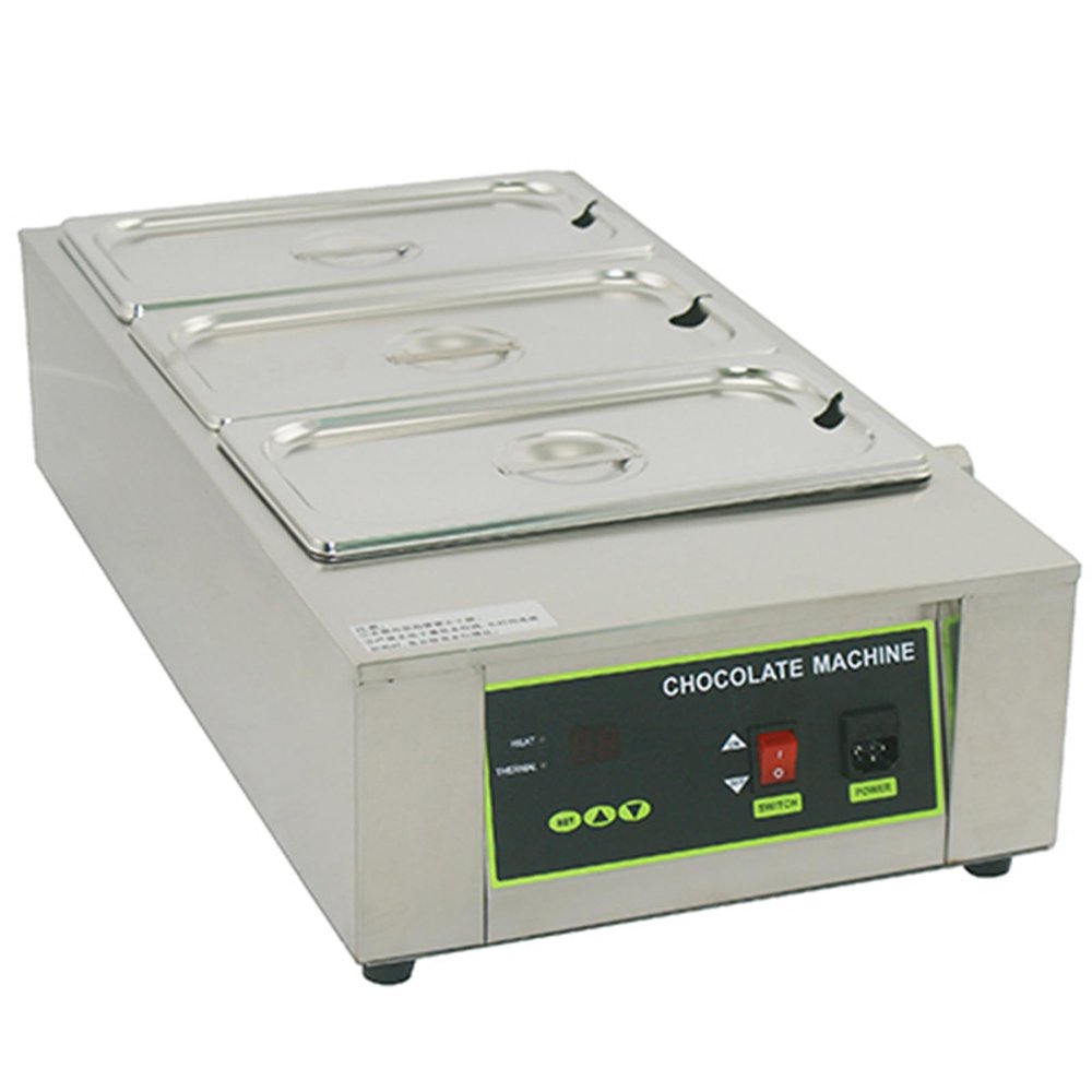 Chocolate Tempering Machine,Commercial Electric Melting Pot,Stainless Steel Chocolate Melter with Lid,Freestanding Candy Melting Pot Silver 0-95 1000W,220V-3