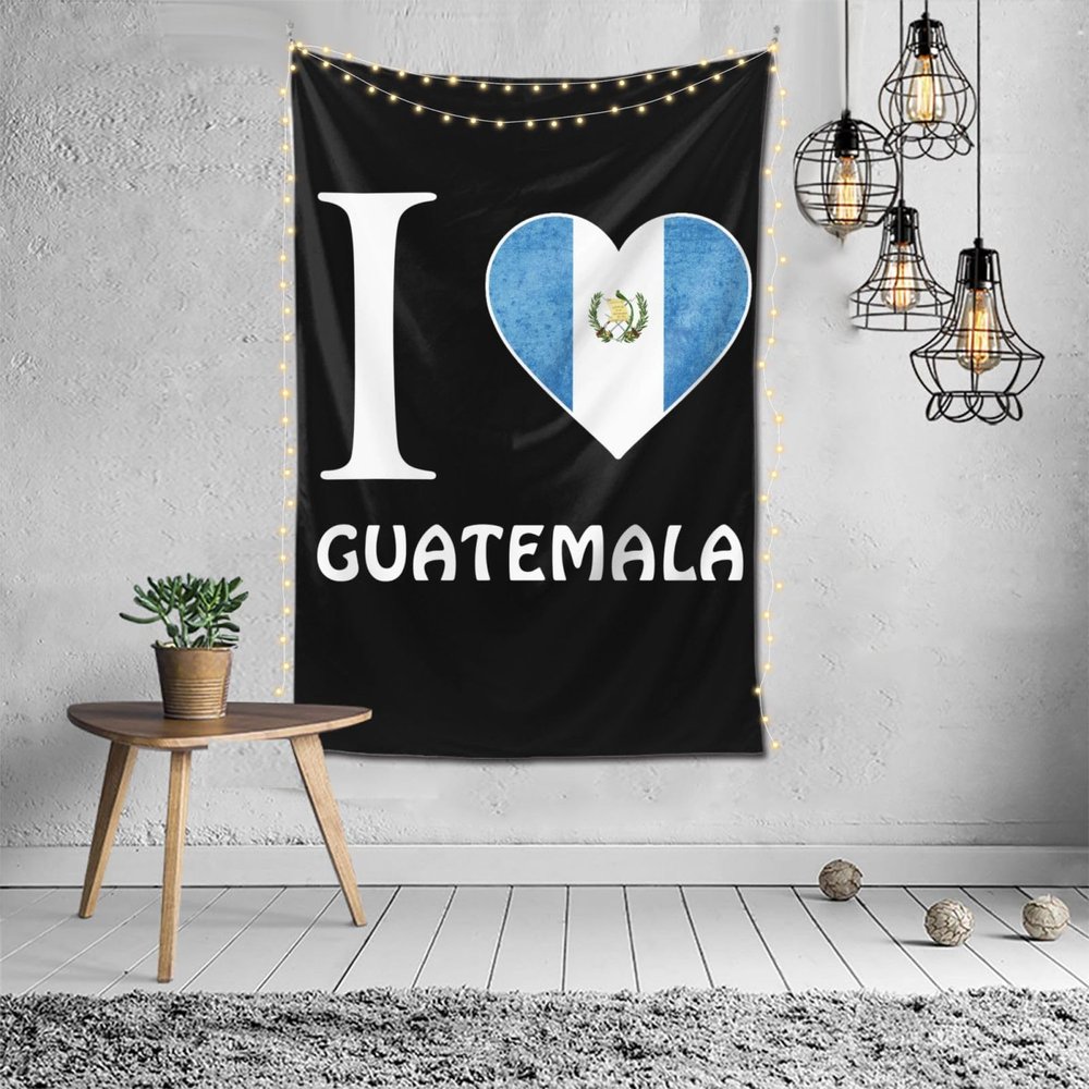 I Love Guatemala Tapestry Wall Hanging Tapestries Wall Decorations For Home Dorm Bedroom Living Room Decor (60x40 Inch)