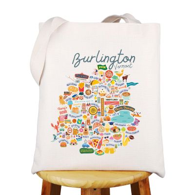 WZMPA Burlington Vermont Tote Bag Burlington Vacation Gift Burlington Lake Champlain Shopping Grocery Bag (Burlington TG)