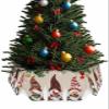 Christmas Tree Collar, Christmas Gnomes Tree Skirts Xmas Tree Trunk Ring Collar Box Stand Cover for Artificial Trees Base Holder Cover Festival Decor Xmas Tree Snowflake Balls Bird Burlap view 1