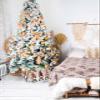 Christmas Tree Collar, Christmas Gnomes Tree Skirts Xmas Tree Trunk Ring Collar Box Stand Cover for Artificial Trees Base Holder Cover Festival Decor Xmas Tree Snowflake Balls Bird Burlap view 4
