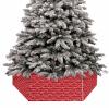 Christmas Tree Collar, Merry Christmas Tree Skirts Xmas Tree Trunk Ring Collar Box Stand Cover for Artificial Trees Base Holder Cover Festival Decor White Words Filling Christmas Red view 1