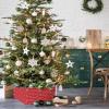 Christmas Tree Collar, Merry Christmas Tree Skirts Xmas Tree Trunk Ring Collar Box Stand Cover for Artificial Trees Base Holder Cover Festival Decor White Words Filling Christmas Red view 2