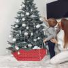 Christmas Tree Collar, Merry Christmas Tree Skirts Xmas Tree Trunk Ring Collar Box Stand Cover for Artificial Trees Base Holder Cover Festival Decor White Words Filling Christmas Red view 3
