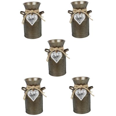 Happyyami 5pcs Tin Bucket Flower Arranger Vintage Can Galvanized Bucket Planter Galvanized Flower Bucket Vintage Metal Pitcher Rustic Can Jug Planter Decor Planting Bucket Iron Pen Holder