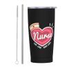 ADTEMP Nurse Live Love Save Lives Cup 20oz Stainless Steel Straw Cover Cup, Car Cup, Coffee Cup, Cup With Cover Suitable For Cars And Offices Black view 1