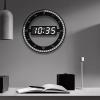 PUCHEN Pendulum Clock 12 LED Ring Round Wall Clock Digital LED Ring Round Clock Electronic Clock,Intelligent Light-Sensing Function,Large Digital Display,for Home Office view 1