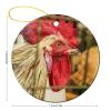 3" Round Christmas Ornaments Cock Poultry Farm Animal Rooster Ceramic Holiday Keepsake Decor Christmas Tree Decoration Xmas New Year Festival Wedding Newlywed Gift Birthday Party Favor Bauble view 2