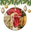 3" Round Christmas Ornaments Cock Poultry Farm Animal Rooster Ceramic Holiday Keepsake Decor Christmas Tree Decoration Xmas New Year Festival Wedding Newlywed Gift Birthday Party Favor Bauble view 3