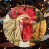 3" Round Christmas Ornaments Cock Poultry Farm Animal Rooster Ceramic Holiday Keepsake Decor Christmas Tree Decoration Xmas New Year Festival Wedding Newlywed Gift Birthday Party Favor Bauble view 4