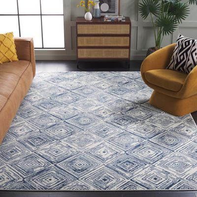 SAFAVIEH Area Rug 8x10 - Pyramid Collection - Large - Ivory & Black, Geometric Design, Non-Shedding & Easy Cleaning, Ideal for Living Room, Bedroom, Office, Dining Space (PYR225A)