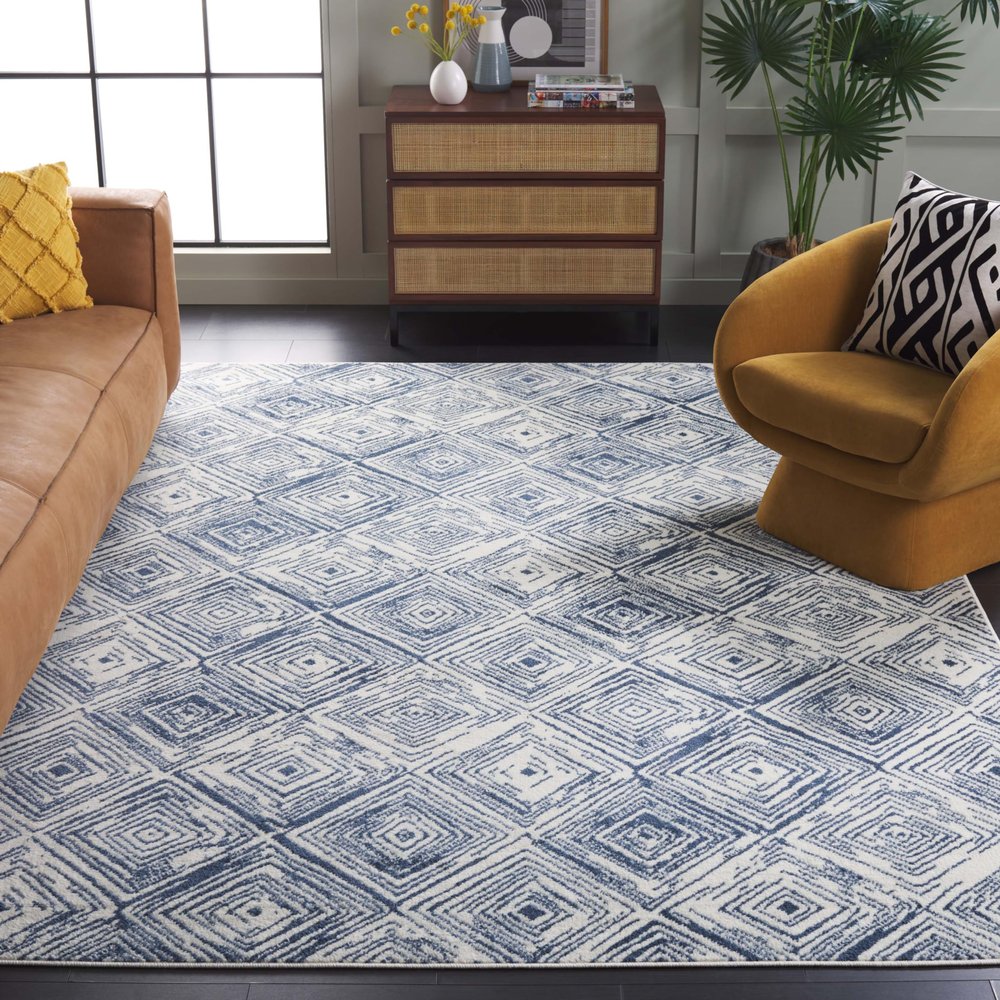 SAFAVIEH Area Rug 8x10 - Pyramid Collection - Large - Ivory & Black, Geometric Design, Non-Shedding & Easy Cleaning, Ideal for Living Room, Bedroom, Office, Dining Space (PYR225A)