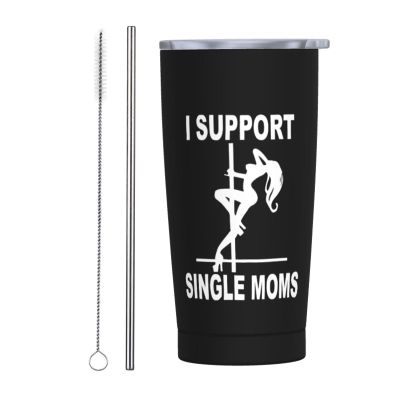 ADTEMP I Support Single Moms Cup 20oz Stainless Steel Straw Cover Cup, Car Cup, Coffee Cup, Cup With Cover Suitable For Cars And Offices Black