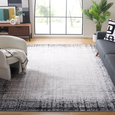 SAFAVIEH Area Rug 8x10 - Skyler Collection - Large - Ivory Grey & Black, Border Design, Non-Shedding & Easy Cleaning, Ideal for Living Room, Bedroom, Office, Dining Space (SKY113A)