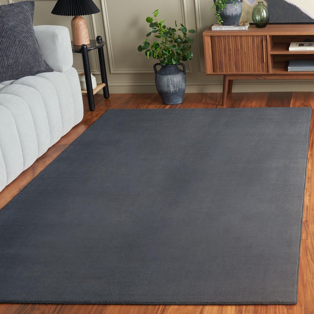 SAFAVIEH Washable Rug Loft Collection - 4' x 6', Dark Grey, Slip Resistant & Easy Cleaning, Ideal for Living Room, Bedroom, Home Office, Nursery, Kids Playroom, Dining Space (LFT315H)