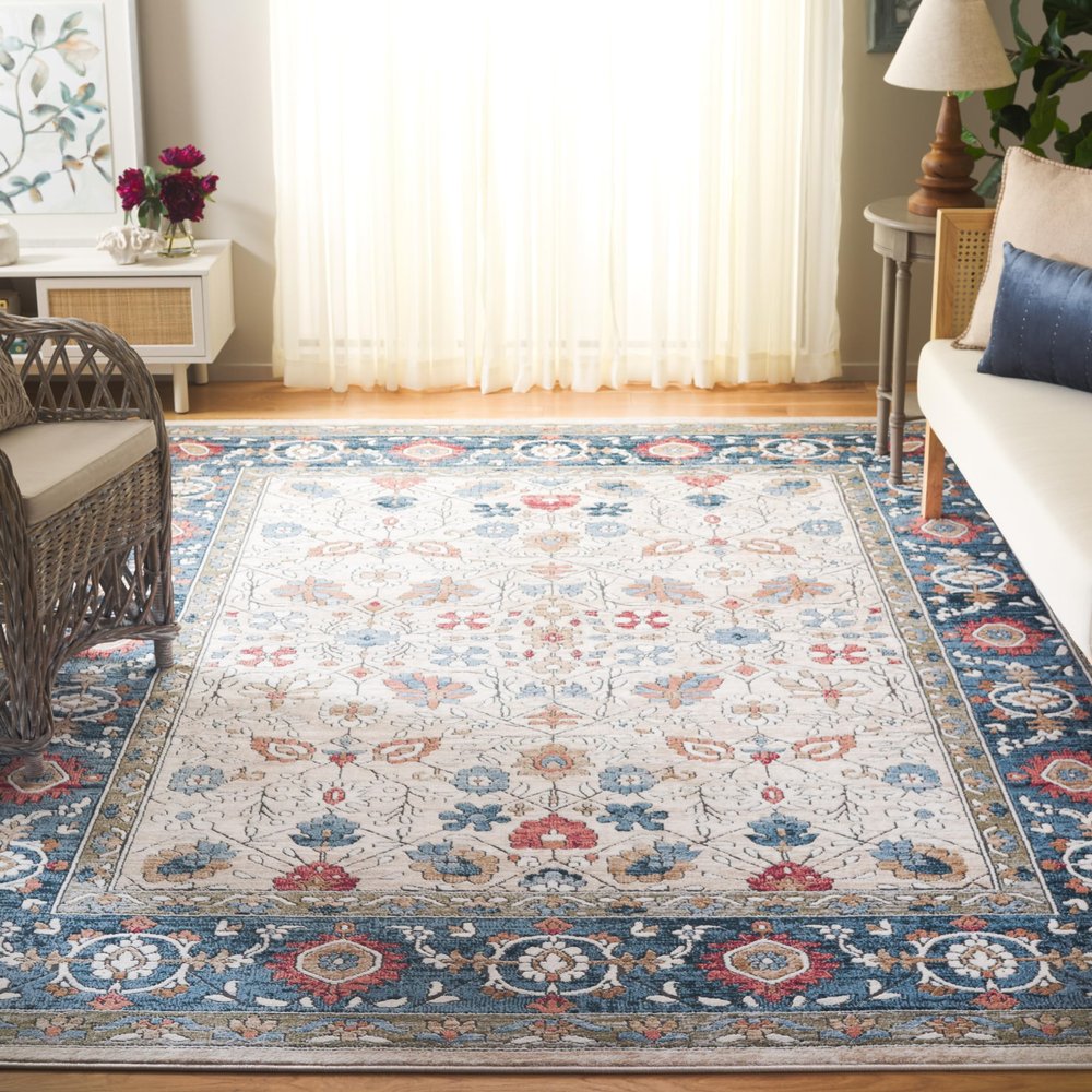 SAFAVIEH Area Rug 8x10 - Rosewood Collection - Large - Ivory & Blue, Traditional Persian Design, Non-Shedding & Easy Cleaning, Ideal for Living Room, Bedroom, Office, Dining Space (ROW106A)