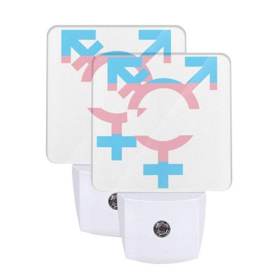 Qauirfe Transgender Symbol Pride Flag LGBT Night Light Set of 2 Home Decor