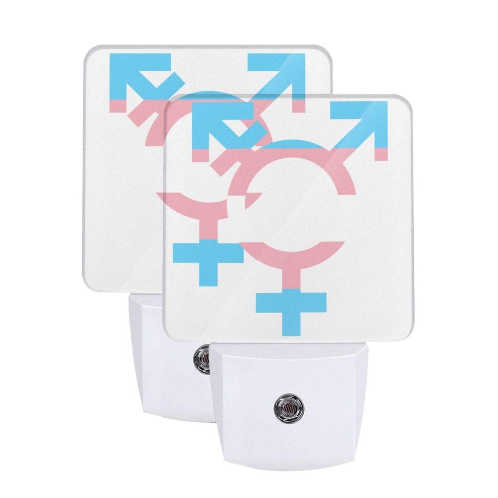 Qauirfe Transgender Symbol Pride Flag LGBT Night Light Set of 2 Home Decor