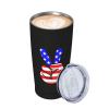 ADTEMP American Flag Peace Sign Cup 20oz Stainless Steel Straw Cover Cup, Car Cup, Coffee Cup, Cup With Cover Suitable For Cars And Offices Black view 3