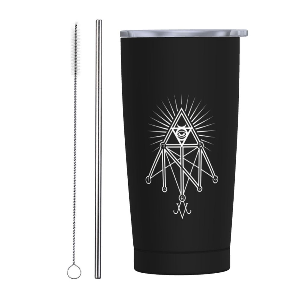 ADTEMP Occult Geometric Cup 20oz Stainless Steel Straw Cover Cup, Car Cup, Coffee Cup, Cup With Cover Suitable For Cars And Offices Black