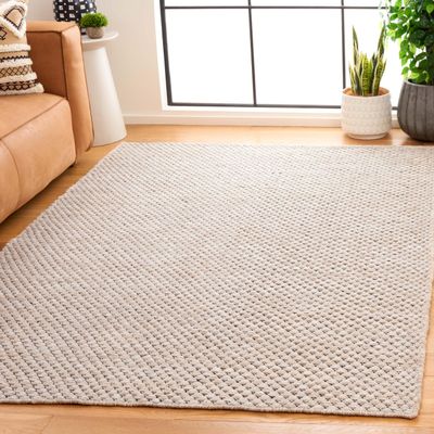 SAFAVIEH Vermont Collection Area Rug - 4' x 6', Beige, Geometric Design, Handmade Wool, Ideal for The Living Room, Bedroom, Dining Room (VRM808B-4)
