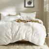 JELLYMONI White Duvet Cover Twin Size, 3pcs Washed Microfiber Bedding Set, Soft Breathable Seersucker Duvet Cover Set with Zipper Closure and Corner Ties for All Seasons view 1