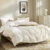 JELLYMONI White Duvet Cover Twin Size, 3pcs Washed Microfiber Bedding Set, Soft Breathable Seersucker Duvet Cover Set with Zipper Closure and Corner Ties for All Seasons view 3
