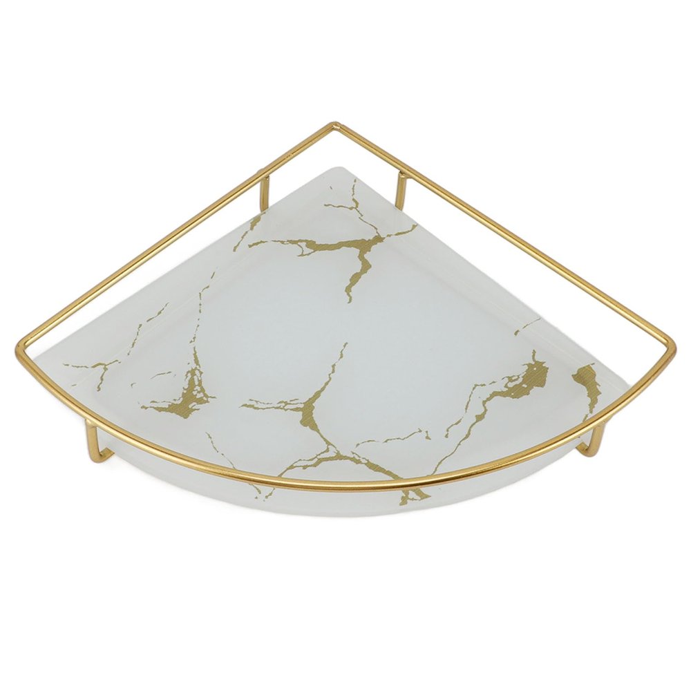 Triangular Corner Bathroom Organizer Storage Tray for Towels Paper Napkins Jewelry in White