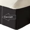 AKBLinenBedding - 3 Side Tailored Pleated Open/Split Corner Bed Skirt, Solid 640 TC Egyptian Cotton, Drop - 15 inch (Black, Twin - 39" W x 75" L) view 3