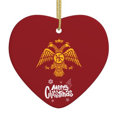 Byzantine Eagle Army Christmas Ornaments, Ceremic Ornaments Heart Shaped Porcelain Ornament Christmas Tree Office Home Decoration Xmas Souvenirs