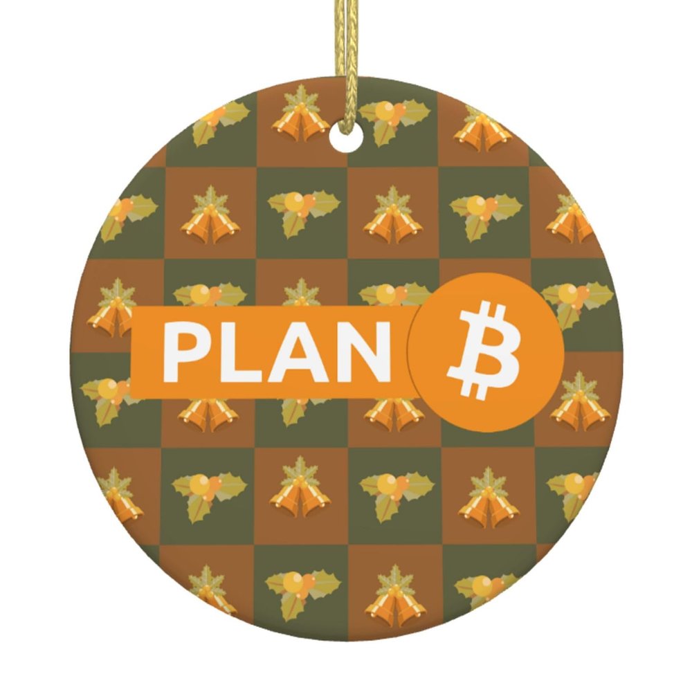 Bitcoin Plan B Christmas Ornaments, Ceremic Ornaments Round Porcelain Ornament Christmas Tree Office Home Decoration Xmas Souvenirs