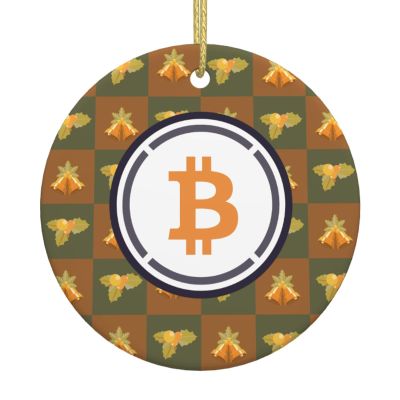 Bitcoin Christmas Ornaments, Ceremic Ornaments Round Porcelain Ornament Christmas Tree Office Home Decoration Xmas Souvenirs