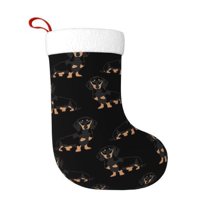 Christmas Stocking Dachshund Weiner Pet Dogs Print Xmas Stockings for Party Decor Family Holiday Hanging Stockings