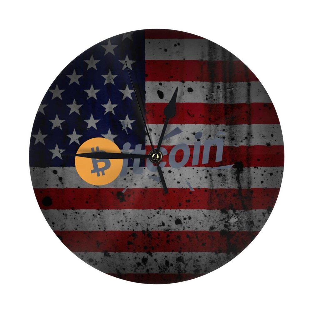 Qauirfe Bitcoin Logo Bitcoin Sign 9.84-in Silent Non-Ticking Round Wall Clock - Modern Dcor for Home Office School