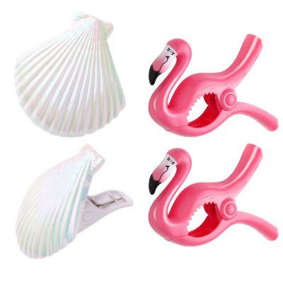 CaLoogn Beach Towel Clips for Cruise,Bright Color Towel Clips for Chairs Cruise Patio Holiday Pool Chairs Lounge Chair Accessories Decorative Windproof Clamps 4 Pieces