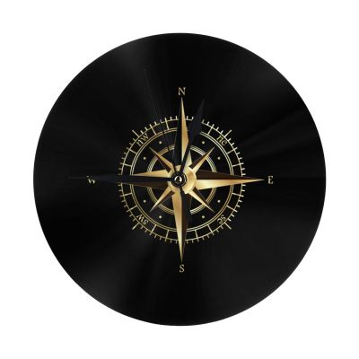Qauirfe Compass Rose 9.84-in Silent Non-Ticking Round Wall Clock - Modern Dcor for Home Office School