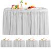5 Pack Plastic Table Skirts & Cloths for Rectangle Tables, 14 Ft Blue Tableskirts & 54" x 108" Tablecloths, Disposable Tablecloth Skirt Covers for Party (Gray) view 1