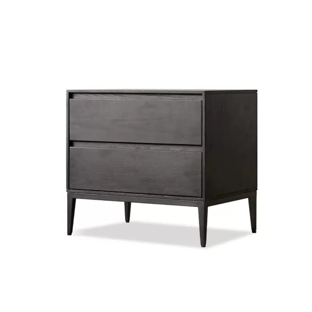 ULTRAWAVE Nightstands Indoor Bedside Table Smoked Color Modern Double Drawer Locker Simple Living Room Bedroom Square Side Cabinet Bedside Table