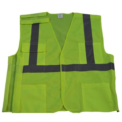 LVM2-5PB-4X-5X Safety Vest Ansi Class Ii Lime Mesh 5-Point Break Away 4X & 5X
