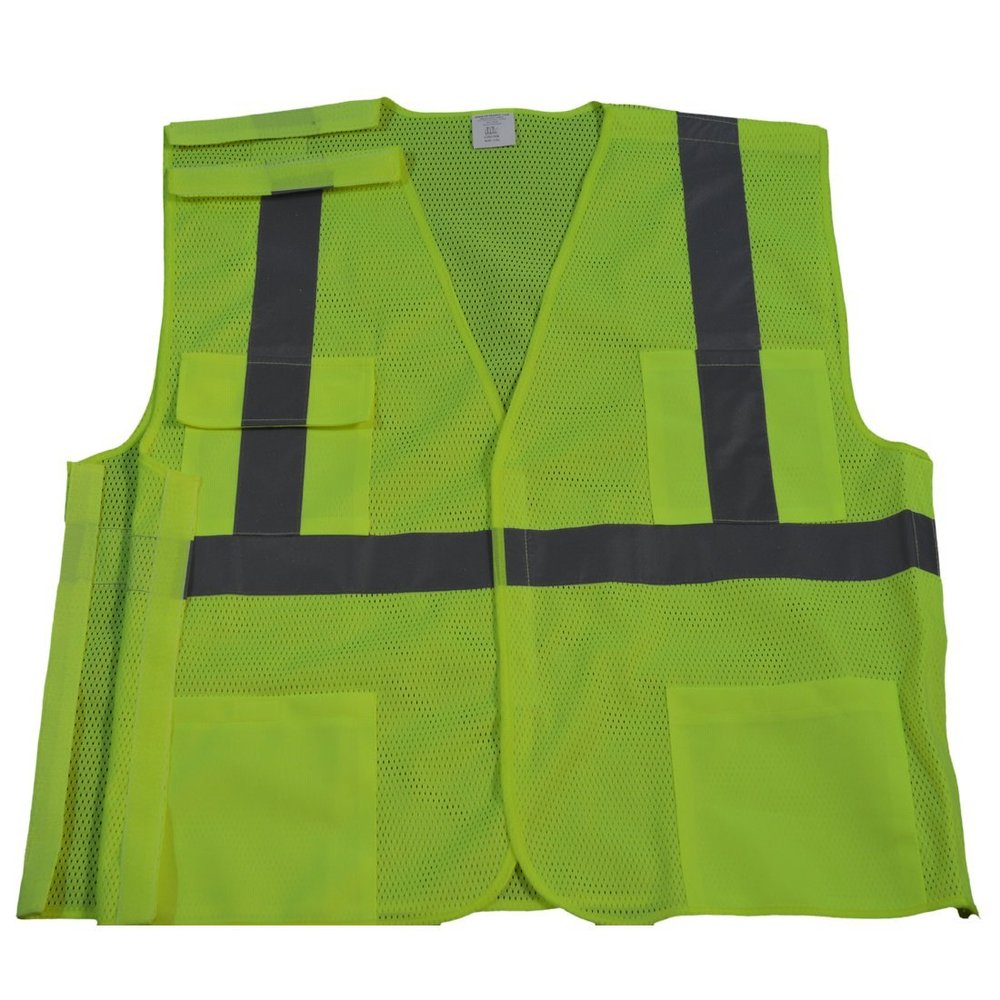 LVM2-5PB-4X-5X Safety Vest Ansi Class Ii Lime Mesh 5-Point Break Away 4X & 5X