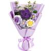 Omldggr Crochet Flowers Bouquet, Knitted Rose Daisy Bouquet with Exquisite Purple Wrap Eternal Blessing for Mom Gift, Christmas Valentine's Day Birthday Wedding for Her view 1