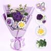 Omldggr Crochet Flowers Bouquet, Knitted Rose Daisy Bouquet with Exquisite Purple Wrap Eternal Blessing for Mom Gift, Christmas Valentine's Day Birthday Wedding for Her view 3