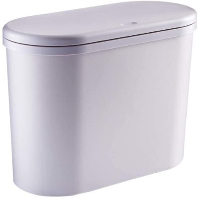10l 2.64 Gallon Oval Slim Trash Can, Nordic Small Garbage Can Press Type Wastepaper Basket Plastic Trash Bin with Lid Bathroom Kitchen Bedroom (Color : C, Size : 34x16x30cm(13x6x12inch))