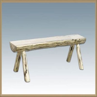 4 ft. Montana Half Log Bench with Back & Arms Ready Finish