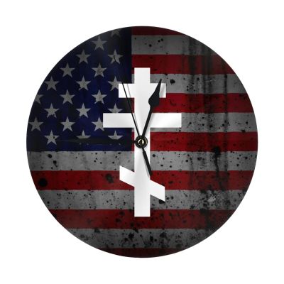 Qauirfe Eastern Orthodox Church Cross Russian Greek Christian 9.84-in Silent Non-Ticking Round Wall Clock - Modern Dcor for Home Office School