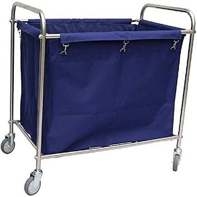 Shelf Movable Trolleys Laundry Basket Laundry Sorter Cart Rectangle Rolling With Bags Large Drity Clothes Hamper Trolley With Wheels Stainless Steel Frame/Blue
