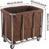 Shelf Movable Trolleys Removable Bags With Laundry Basket Hamper Basket Laundry Collector Trolley Heavy Duty Laundry Bin Hotel Restaurant Linen Cart,10 Tubes/Brown (Blue) view 3