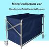 Shelf Movable Trolleys Folding Laundry Sorter Cart Hamper On Wheels Service Basket For Hotel Bathroom Stainless Steel Frame, Oxcloth Bags/Blue (Blue) view 4