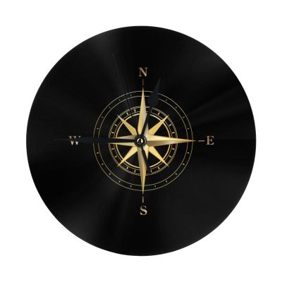 Qauirfe Compass Rose 9.84-in Silent Non-Ticking Round Wall Clock - Modern Dcor for Home Office School